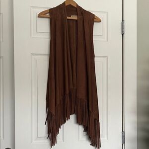 Democracy Warm Brown Suede Vest NWOT
